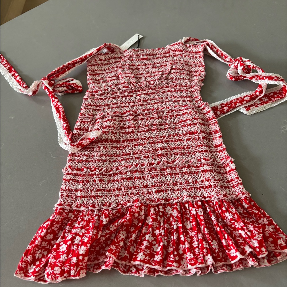Olivaceous Red and White Floral Dress - Picture 2 of 3